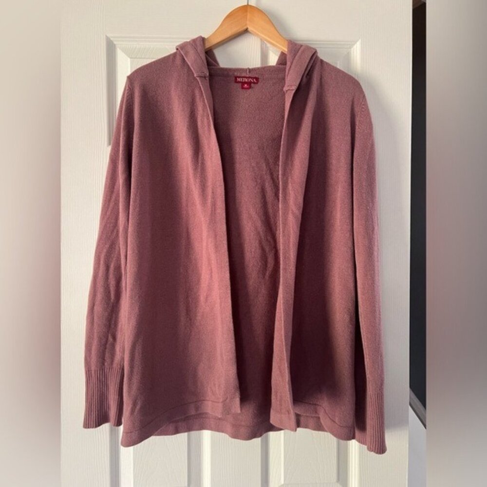 Merona Women’s Open Front Hooded Cardigan Sweater Medium Mauve
